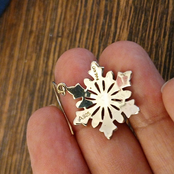 Vintage Sterling Silver Marcasite At9ne Dangle Drop Snowflake Earrings - Picture 3 of 12